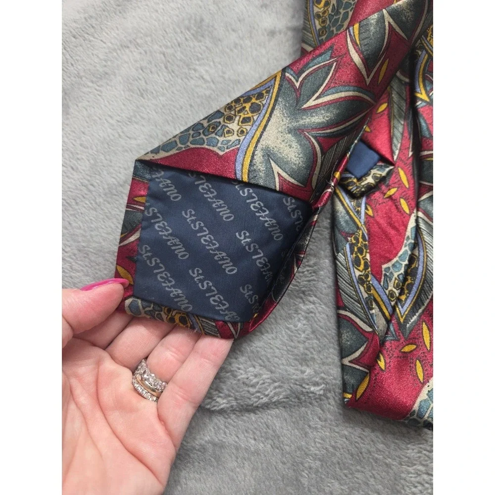 St. Stefano Italian Silk Tie Necktie Classic 57 in Floral Red
